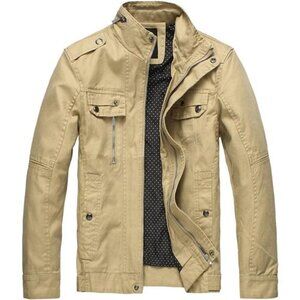 Men's Cotton Lightweight Jacket Military Jacket Casual Field Coat Windbreaker